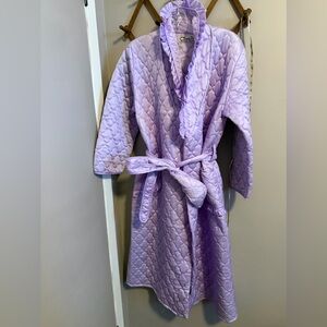 Vintage The Chaus Woman Violet Robe with ruffle details pockets original belt M